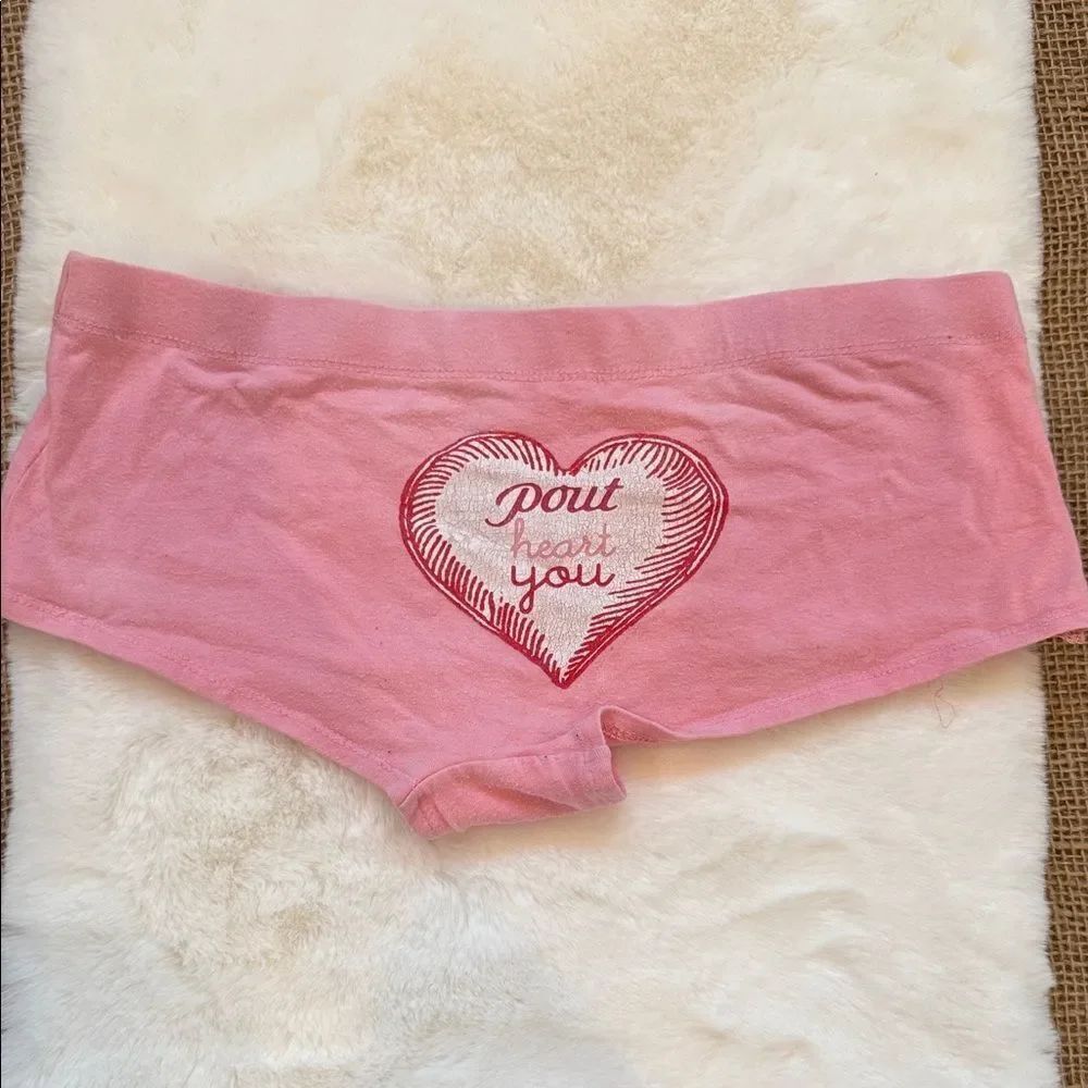 Victoria's Secret Pout Pink Heart Boyshorts